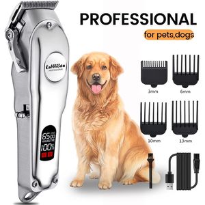 Cabelo de cachorro profissional All Metal Rechargable Pet Trimmer Cat Shaver Cutting Machine Puppy Helicing Harding Haircut Low Noice 240424