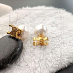 Big Pearl Celi Brand Letters Designer Earrings for Women Gold Studs Elegant Charm Diamond Double Side Ball Aretes Celinr Earings Earring Ear Rings Jewelry Gift 844