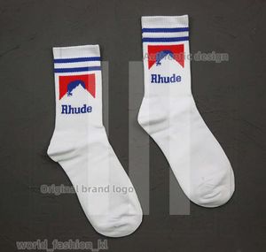 Rhude Sock Men Sock Women Designer Luxury High Quality Pure Cotton Comfort Brand Representativ deodorisering Absorb Sweat Let In Air Strumpor Fashion Black 217