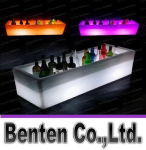 Großvolumen LED -Kunststoff -Eis Eimer Luminöser langes Rechteck Eimer Leichte Farbe Wechsel Champagner Bier Rotwein Kühler Eis PAIL L2516139