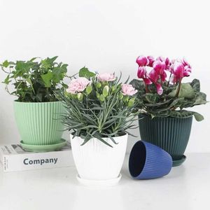 Planters Pots Home Garden Plants Pots with Tray Planters Flower Green Plant Vase Multi Color Flower Seedling Nursery Pots Outdoor Indoor Decor