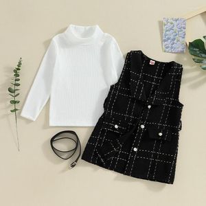 Set di abbigliamento Autunno Girl Abita con manicotta con camicia a pedaggio a pianto per piastre per maniche lunghe 2 pezzi Obiti per bambini coreani Set di bambini coreani