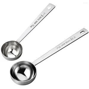 Coffee Scoops 2 Pcs Scoop Spoon Set Measuring With Scale Beans Powder Spoons Kitchen Stainless Steel Baking