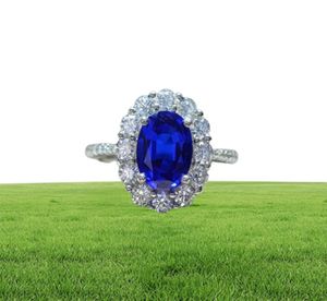 Knriquine 100 Sterling Silver criou Moissanite Royal azul safira geme gemstone noivado Party Women039s Ring Fine Jewe99417555372