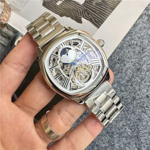 Titta på Watches AAA Titta på Mechanical Watch Mens Watch Swiss New Tourbillon hela automatiska ihåliga Mechanical Watch Business Steel Band Watch