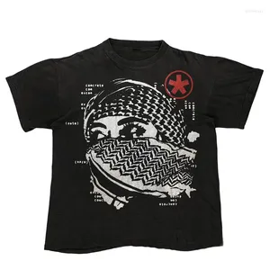 Erkek Tişörtleri Retro Y2K Pamuk T-Shirt Harajuku Grafik Baskı Grunge Goth Rahat Üst Punk Büyük Boy Kısa Kollu Hiphop Street Giyim Tee