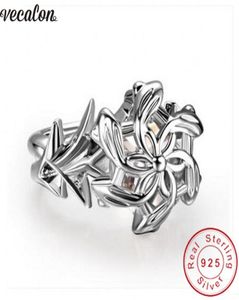 Vecalon Vintage Lotr Die Galadriel Nenya Ring Soild 925 Sterling Silber 3CT CZ Party Ehering -Ringe für Frauen Drop2329131