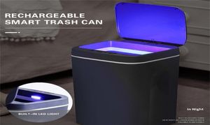 SMART TRASH CAN USB Laddning av automatisk sensor Dammstång intelligent laddningsbart elektriskt avfallsbasket Kök Skräp 2112296164494