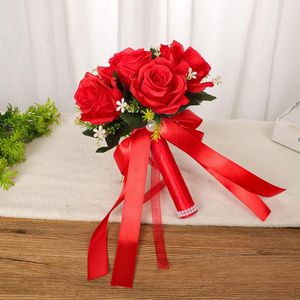 Dekorativa blommor brudblomma bukett bröllop levererar konstgjord siden ros pion orkidé kvalitet buketter