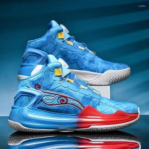 Basketball Shoes Men's Professional Trendy Blue Boots Man Rotary Buckle Sneakers Men Streetwear Platform