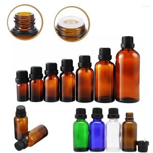 Storage Bottles 5Pcs 5/10/15/20/30/50/100ml Empty Glass Essential Oil W/ Orifice Reducer Tip For Perfume Cosmetic Massage