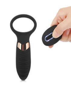 Galo anel de silicone vibratória anel de pênis de controle remoto sem fio masturbador vibrador produz adulto brinquedos sexuais para homens mulheres gays y6545891