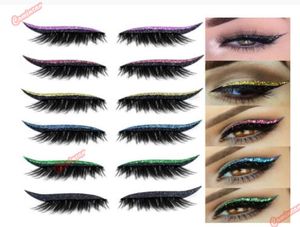 Återanvändbara falska fransar Eyeliners 4 Par Lash Sticker 7 Color Waterproof Eyeliner Eyelash Stickers Lätt att använda och ta bort1509029