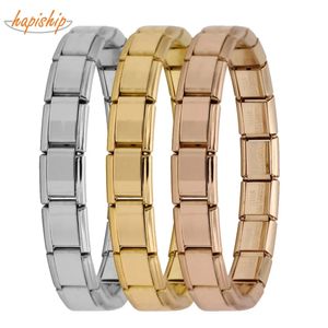 Hapiship Womens Jewelry 9mm幅Itanlian Elasticチャームブレスレットファッションステンレス鋼バングルST 240417