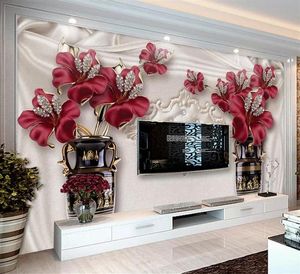 Papel de parede personalizado 3d de jóias europeias da sala de flor da sala de estar de backroom murais de parede papel de parede para paredes305w2205458