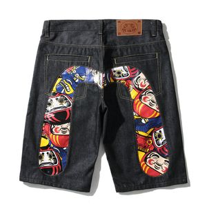 24ss summer men short denim washed printing zipper jeans youth kids slim fit straight jean shorts designer black US size