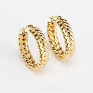 Brincos de argola Muzhi Real 18K Wheat Ear puro Au750 Jóias finas para mulheres estilo de presente de casamento de moda