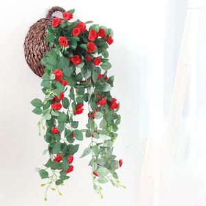 Декоративные цветы искусственная корзина настенные розы розовые виноградные рождественские украшения дома шелковые листья ротан