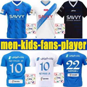 Neymar JR 2023 2024 Al Hilal Saudi Soccer Jerseys 23 24ホームアウェイファンバージョンMalcom Neves Sergej Vietto Koulibaly Lghalo White White Black Kids Kit Football Shirts