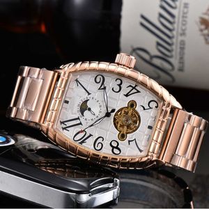 Titta på Watches AAA 2024 Mens Transparent Automatic Mechanical Ghost Head French Wine Bucket Square Watch