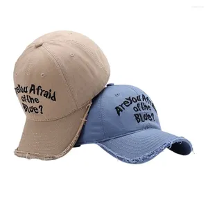 Ball Caps Mavi dış mekan güneşlik kapağı Korean tarzı seyahat mektubu beyzbol güneşi Snapback şapka vizörlerinden korkuyor musunuz