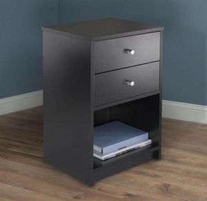 Nightstand Bedside End Tabell 2 Drawer förvaringshylla sovrumsmöbler svart262h1732997