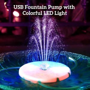 Decorazioni da giardino Pompa a portata di acqua a LED Pompa flottante USB con telecomando colorati 6 ugelli