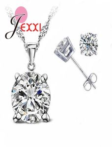 Ship Top CZ Cubic Zirconia Good Quality 925 Sterling Silver Jewelry Sets Stud Earring Pendant Necklace Jewelry Sets8836736