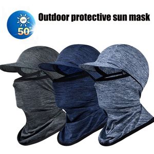 Solskyddsmedel Face Cover Sun Hood Hat UV Protection Ice Silk Huvudbonader För män Kvinnor Cykler Klättring Ridning 240416
