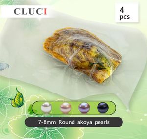Cluci 4pcs 78 mm di acqua salata rotonda in qualità a vuoto a vuoto Akoya oysters Akoya Pearl T2005072922846