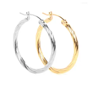 Hoop Ohrringe Showang 2pcs Edelstahl Ohrring Trendy einfacher goldener Farbkreis für Frauen Jubiläum Geschenkteil