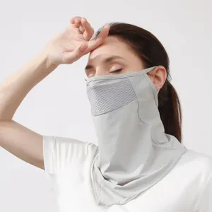 Scarves UV Protection Silk Mask Sun Proof Bib Summer Face Cover Hanging Ear Solid Color Sunscreen Scarf Sports