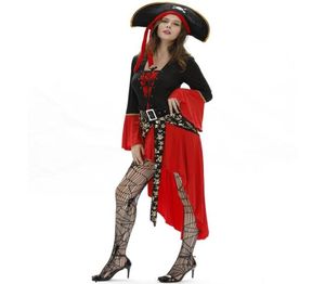 2020 Nya 5st Caribbean Pirate Costumes Fancy Carnival Performance Sexig vuxen Halloween kostymklänning Captain Party Women Cosplay22359242