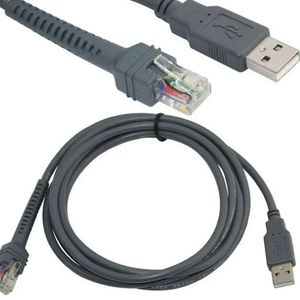 Novo cabo de dados de scanner de 2m USB a RJ48 RJ50 para LS1203 LS2208 LS4208 LS3008 CBAU01-S07ZAR Símbolo de barras Scanner Parte Drop Cable Drop Ship para LS1203 Cabo de dados