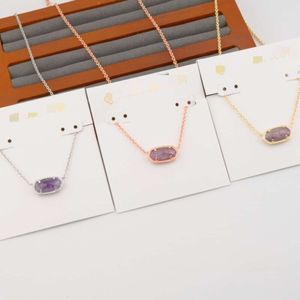 Designer Kendrascott Halsband för kvinnlig juvelery Instagram Minimalistisk oval Amethyst Pendant Necklace Neckkedjan Karbenkedja