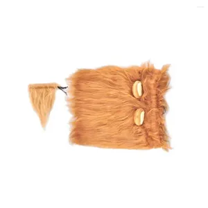 Dog Apparel Lion Mane Pet Accessory Adjustable Costume With Ears Tail For Medium To Dogs Wig Brown