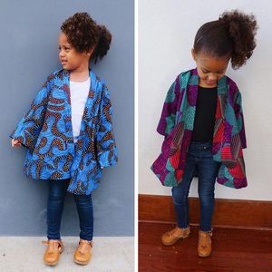 Jackor Streetwear Spring Girls Long Coat Clothing Africa Bohemian Print Jacket Trench Cardigan Småbarn Barn Boho 2 till 8 år