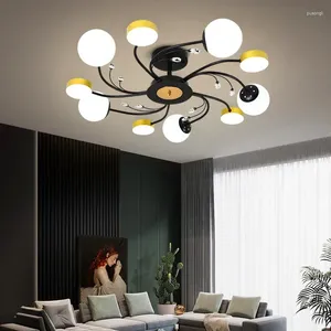 Avizeler Modern Cam Top Tavan Yatak Odası İçin Avize Siyah ROOM ROOM Çocuk Kolye Lambası Minimalist Dekor Lusters Luminaires