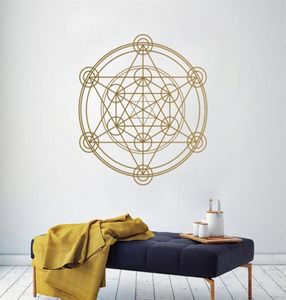 Sacred Geometry Wall Decal Metatrons Cube Alchemy Geometric Wall Sticker Mural Poster för Wall Line Circle Mandala J014 2103104367811