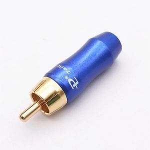 Red e azul Budweiser fino Cabeça de lótus de cobre banhado a ouro espessado Hole de 6,4 mm RCA Lotus Plug Audio Cable Solded Connection