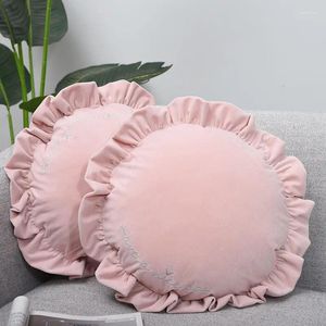 Pillow Lumbar Plush Cute Sweet Round Throw Pillows Sofa Household Office Soft Princess Lace PP Velvet Nordic High-elastic