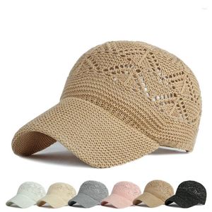 Ball Caps Summer Women's Hollow Baseball Cap Breathable Knitting Holiday Mesh Hats Bone Gorras Adjustable Sun Hat
