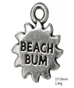 2021 Antique Srebrny Plaży Bum Flower Charms Grawerowane litery DIY Making 3876834