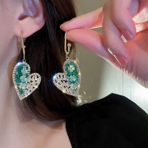 Dangle Kronleuchter Zirkon Strass -Perlenohrringe für Frauen übertriebene Design Kristallblume Quasten Dangle Ohrringe Silbernadelschmuck