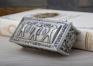 Caixa clássica de jóias do Egito antigo decoração de casa vintage para presente de armazenamento de armazenamento de colar de textim metal artesanato de artesanato