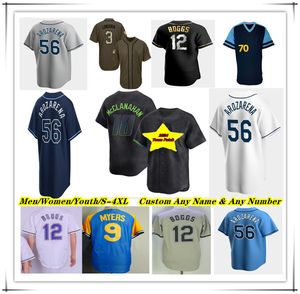 Baseball -Trikot Wander Franco Randy Arozarena Yandy Diaz Isaac Paredes Harold Ramirez Amed Rosario Jose Caballero Ryan Pepiot Wade Boggs Devil Rays City Connect 4xl