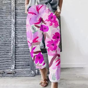 Kvinnors byxor vår sommar retro blommor streetwear kvinnor y2k överdimensionerade kläder höga midja byxor pantalones de mujer