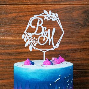 Suprimentos festivos para as iniciais personalizadas cartas bolo de casamento Topper de grinalda rústica personalizada paraf para decoração