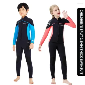 Women's Swimwear Children's 2.5MM Neoprene Wetsuit Boys Girls Thick Swimsuit Split Thermal Long Sleeve Cold Proof Snorkeling Surfing Diving