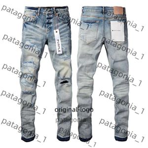 Purple Jeans Men's Jeans Designer Purple Brand Mens Male Light Blue Purple Brand Jeans High Street Denim Paint Graffiti Pattern Damaged Ripped Skinny Pants 4126